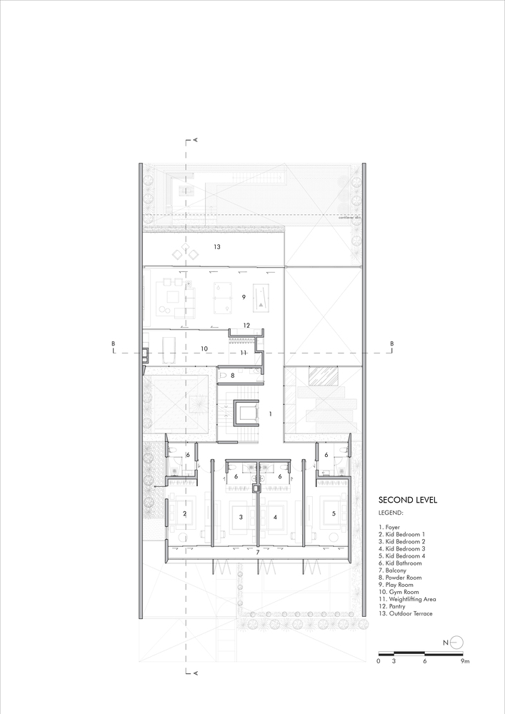 28. پلان معماری با حیاط مرکزی
