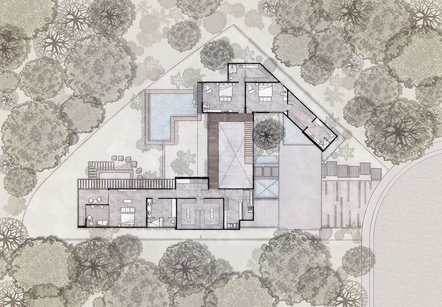 دیاگرام دید بلند از نشیمن به باغ