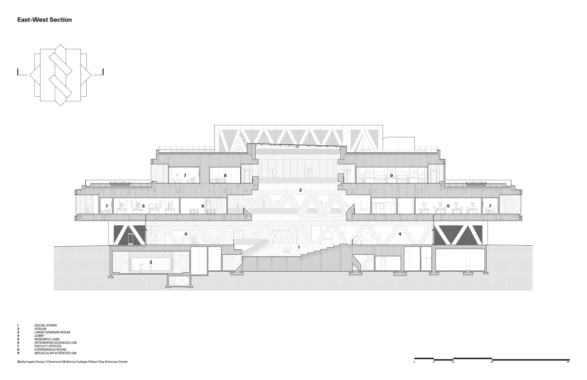 لابی ورودی مرکز علوم رابرت دی، با طراحی مدرن و فضای استقبال‌کننده.