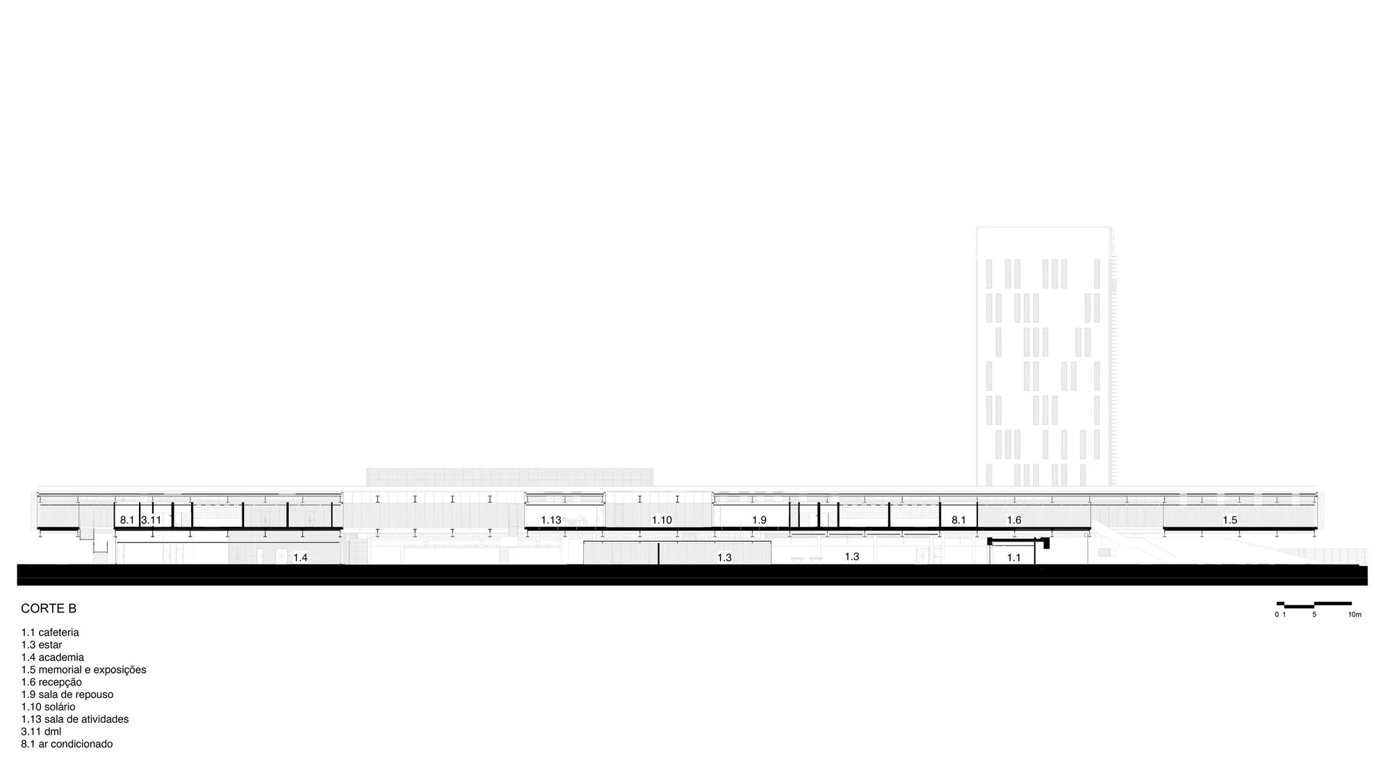 پلان معماری مجتمع فکومرسیو با آتریوم شیشهای و نور طبیعی