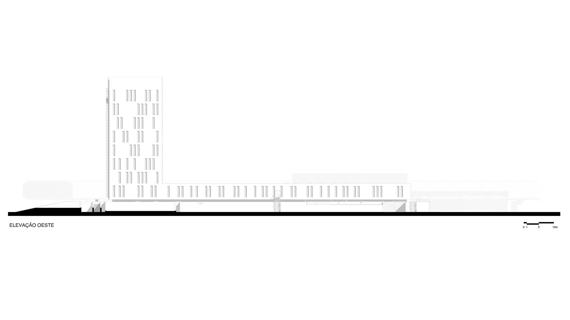نمای بیرونی مجتمع فکومرسیو با معماری معاصر و نورپردازی