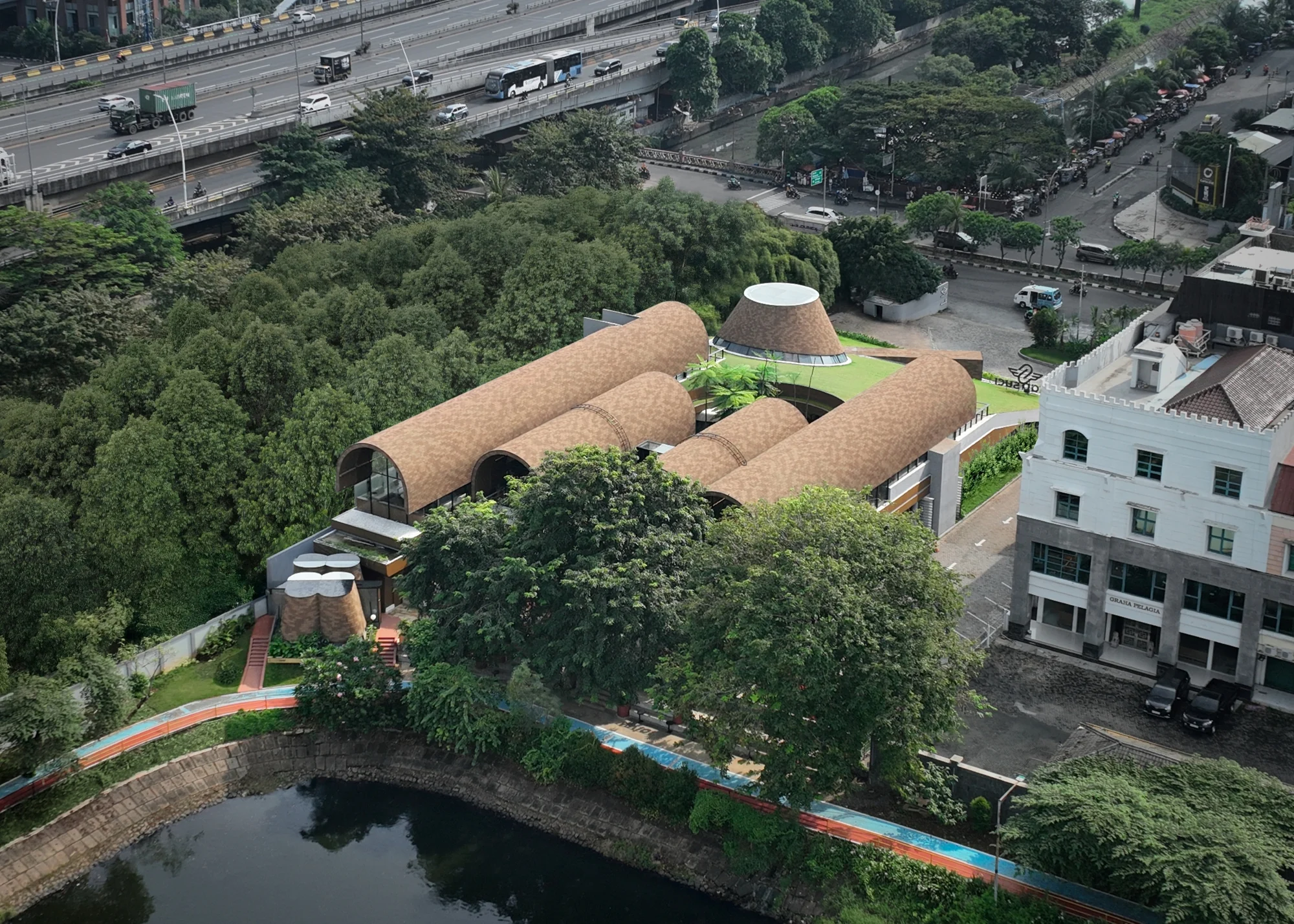 فضای داخلی رستوران SS Garden با پلان باز و متریال‌های طبیعی