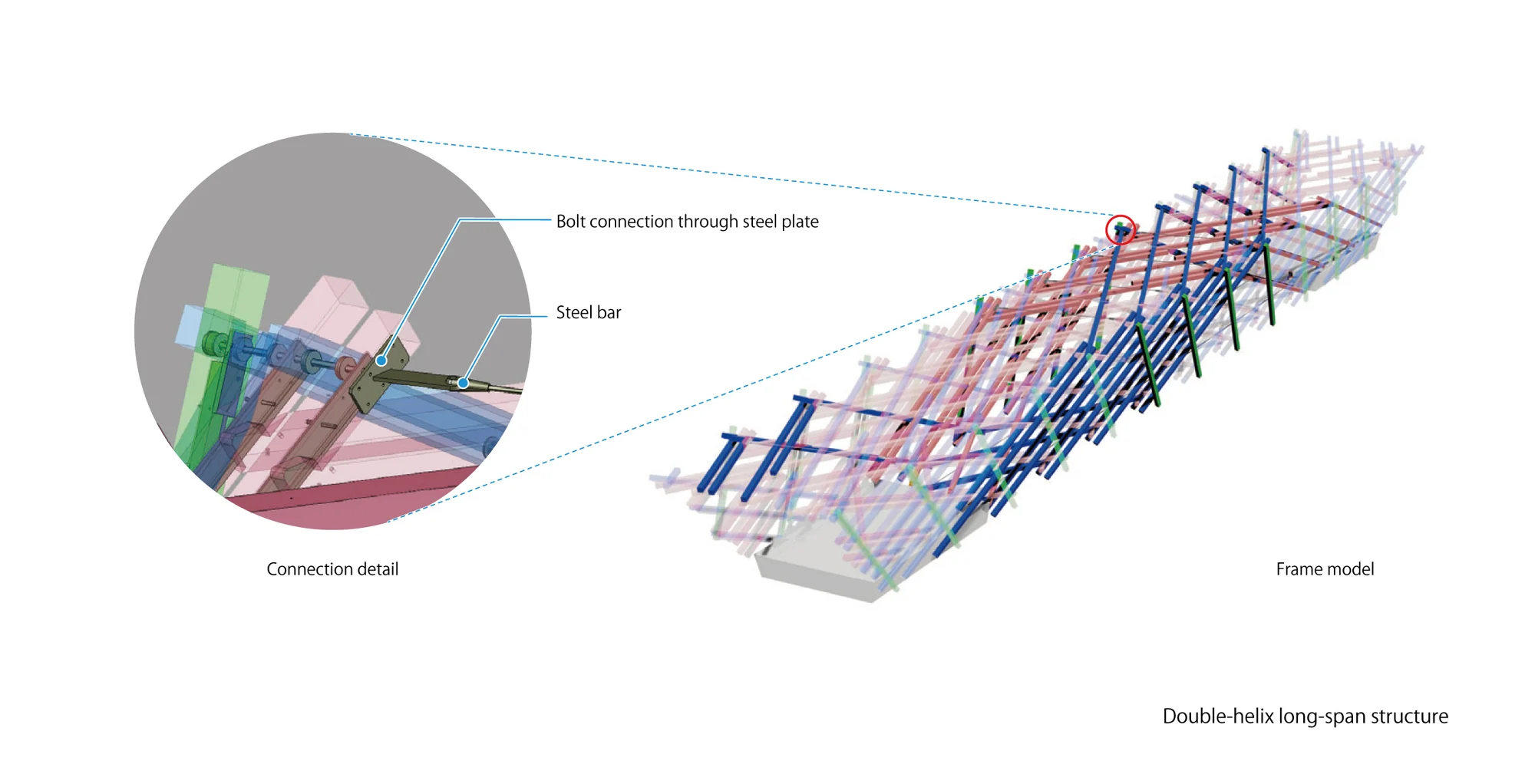 جزئیات سازهای پل TAC.T با چوب کوچکقطر و نورپردازی