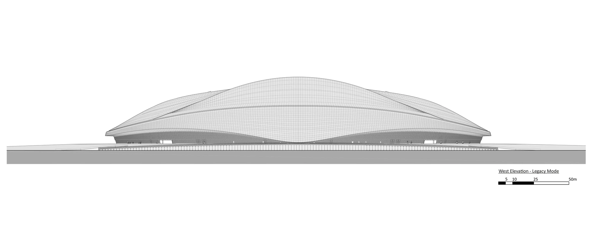 نمای خارجی استادیوم الجنوب با متریالهای پایدار و مدرن