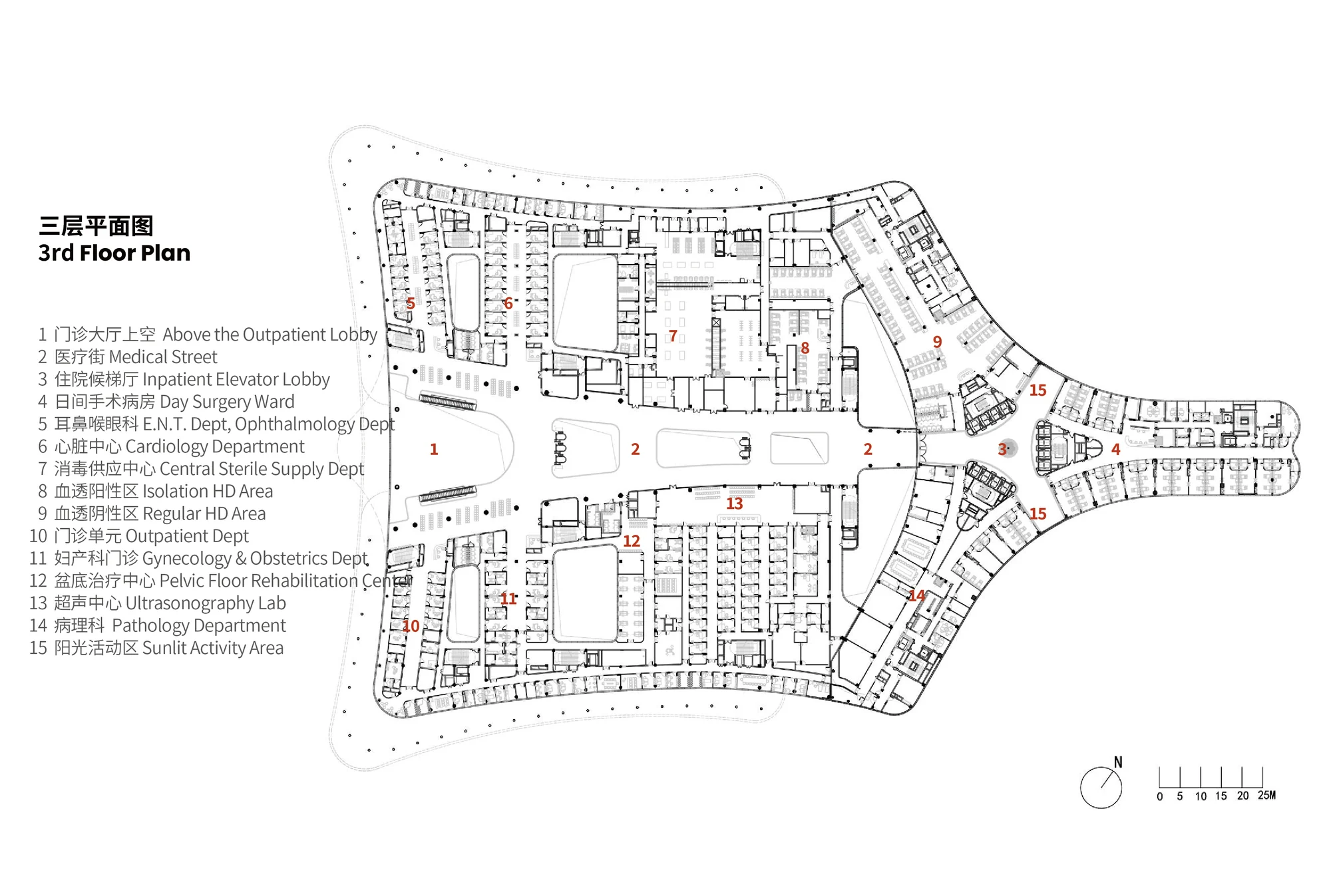 نمای مدرن بیمارستان تونگلو با متریالهای شیشهای و فلزی