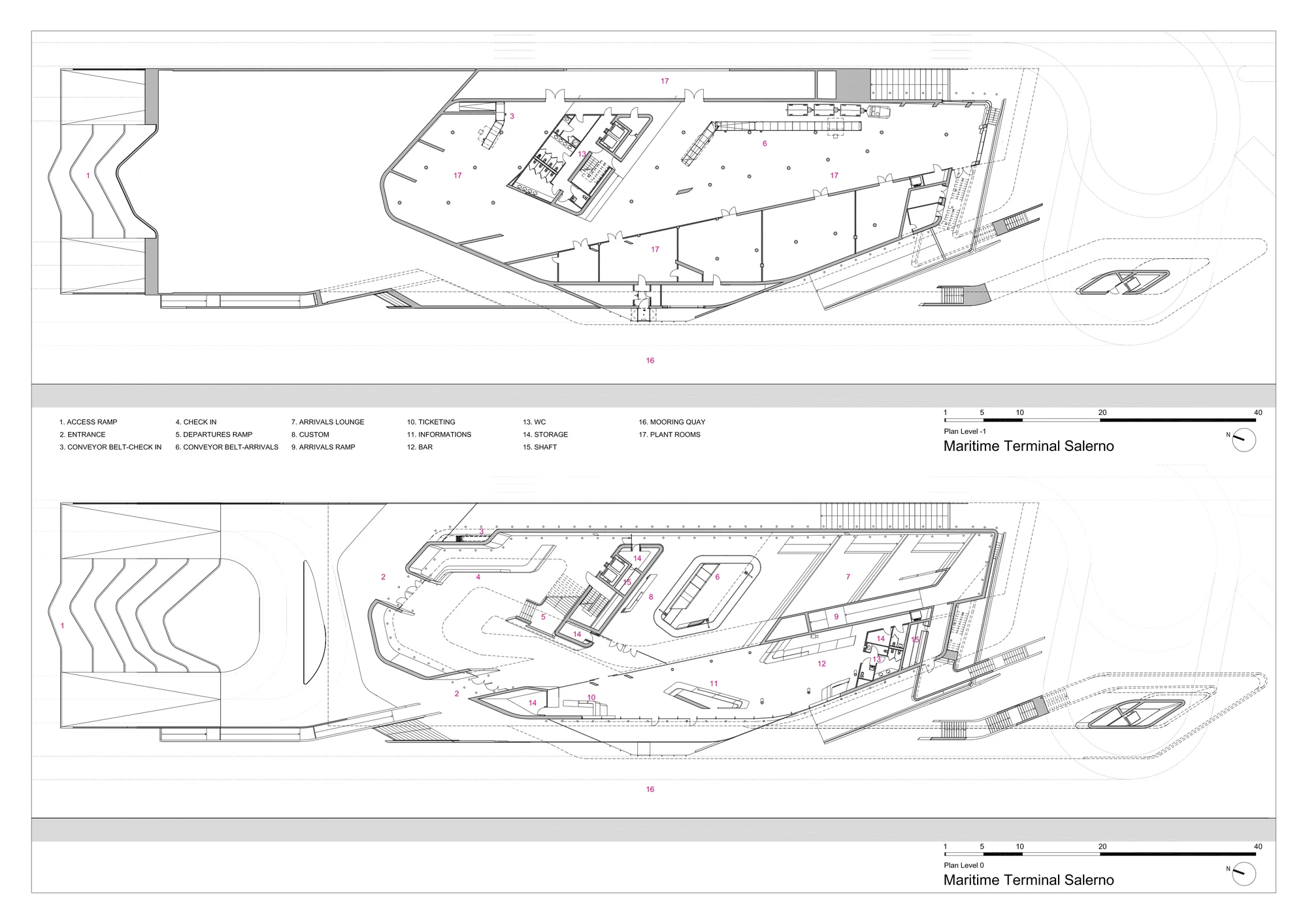 نمای خارجی ترمینال دریایی سالرنو با طراحی زاها حدید و متریال‌های بتنی