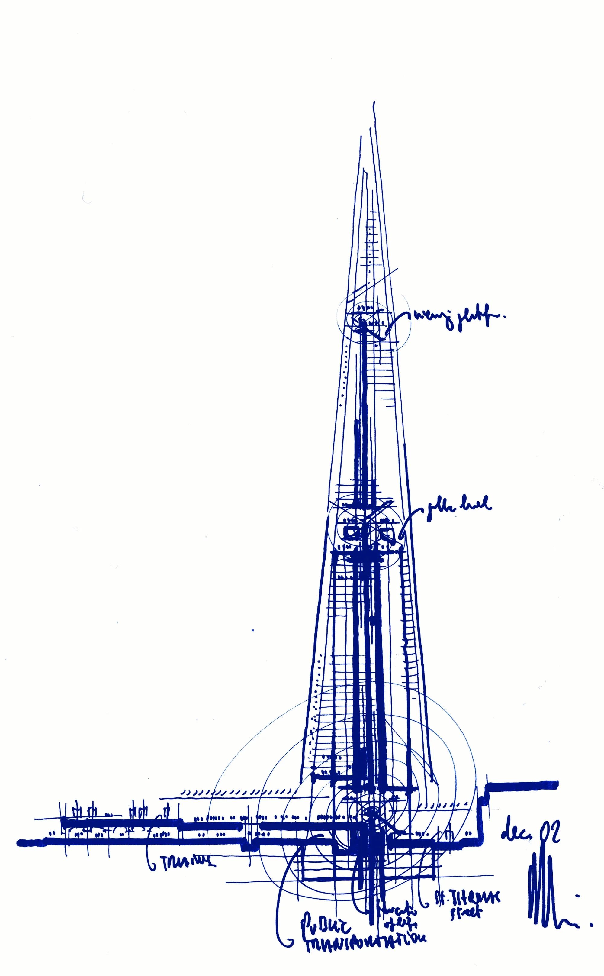نمای شیشه‌ای برج شارد با معماری معاصر و پایدار