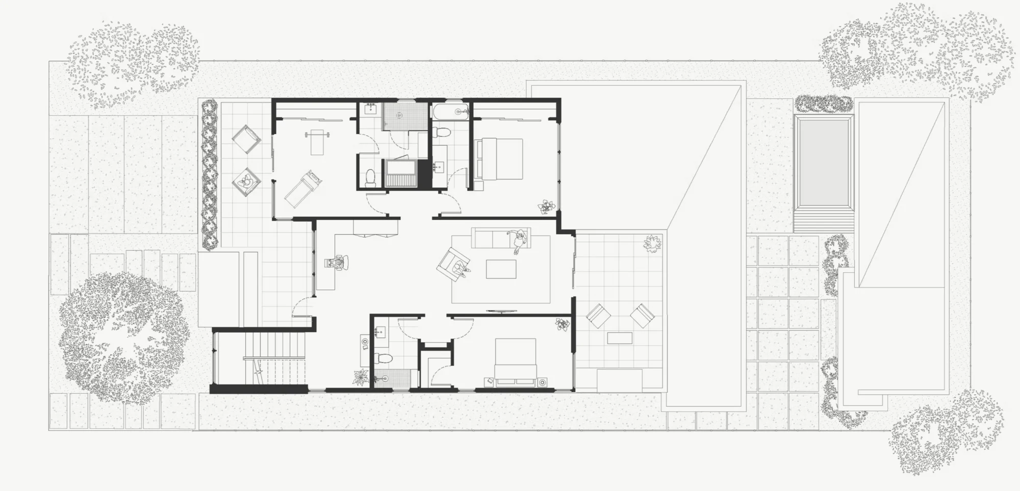 پلان معماری مدرن رزیدنس راموس با فضاهای خانوادگی