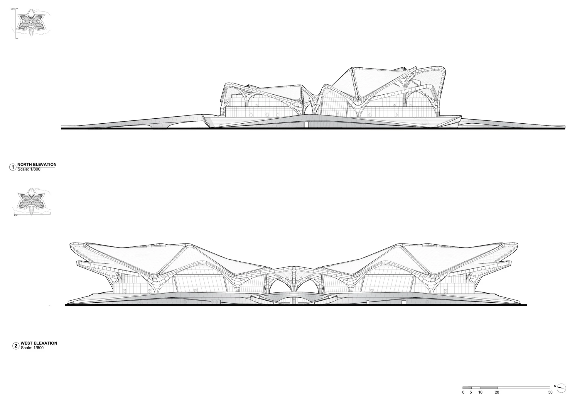 نمای بیرونی مرکز ژوهای جینوان با معماری مدرن و متریالهای پایدار