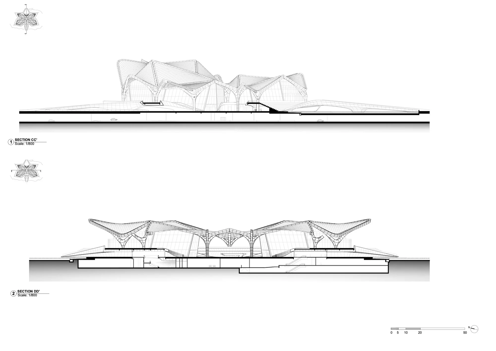 پلان معماری مدرن مرکز ژوهای جینوان با فضاهای چندمنظوره