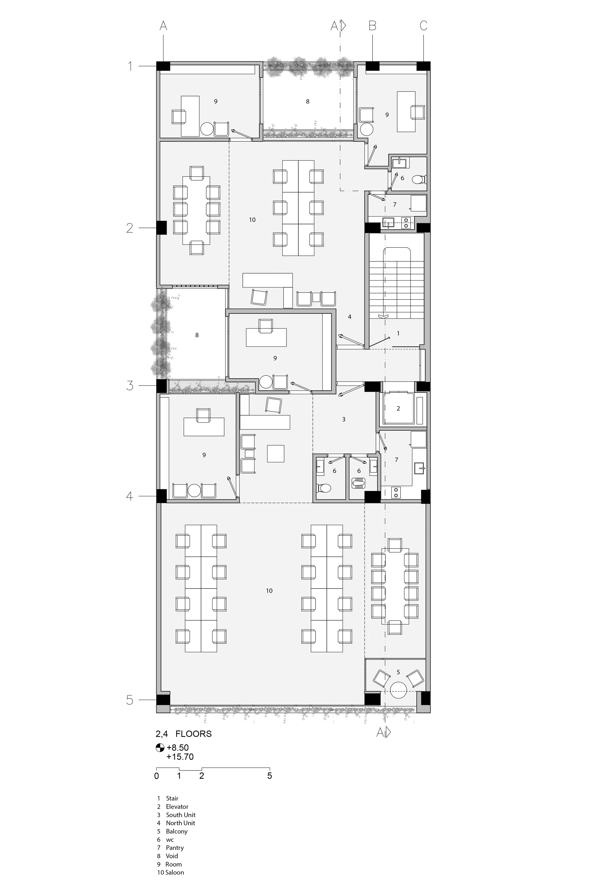 پلان معماری آپارتمان‌های سروستان تهران با حیاط مرکزی