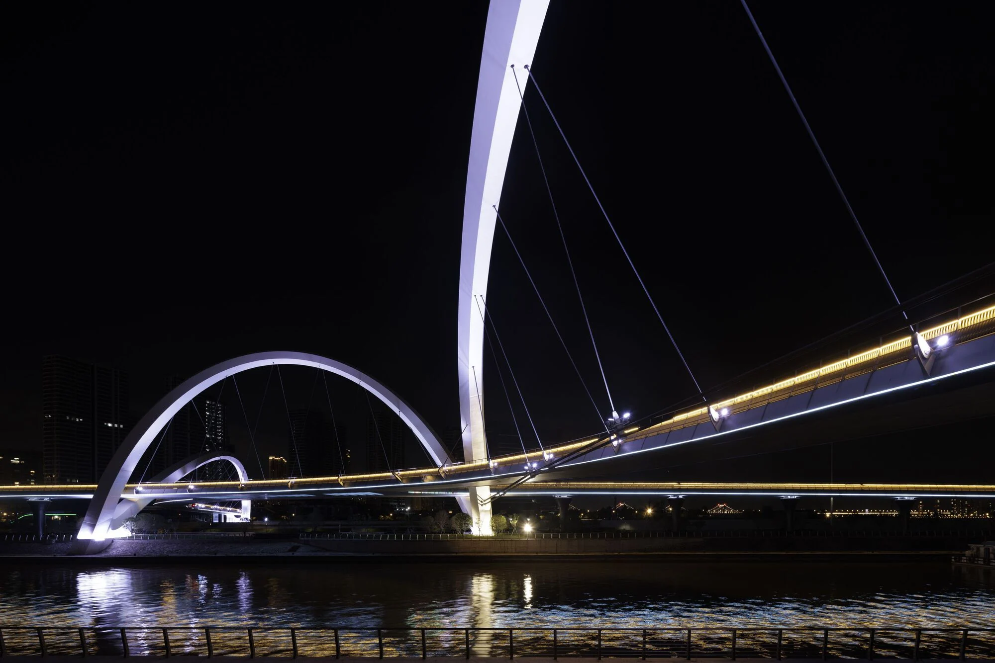 نمای خارجی پل دروازه با طراحی زاها حدید و فرم قوسی