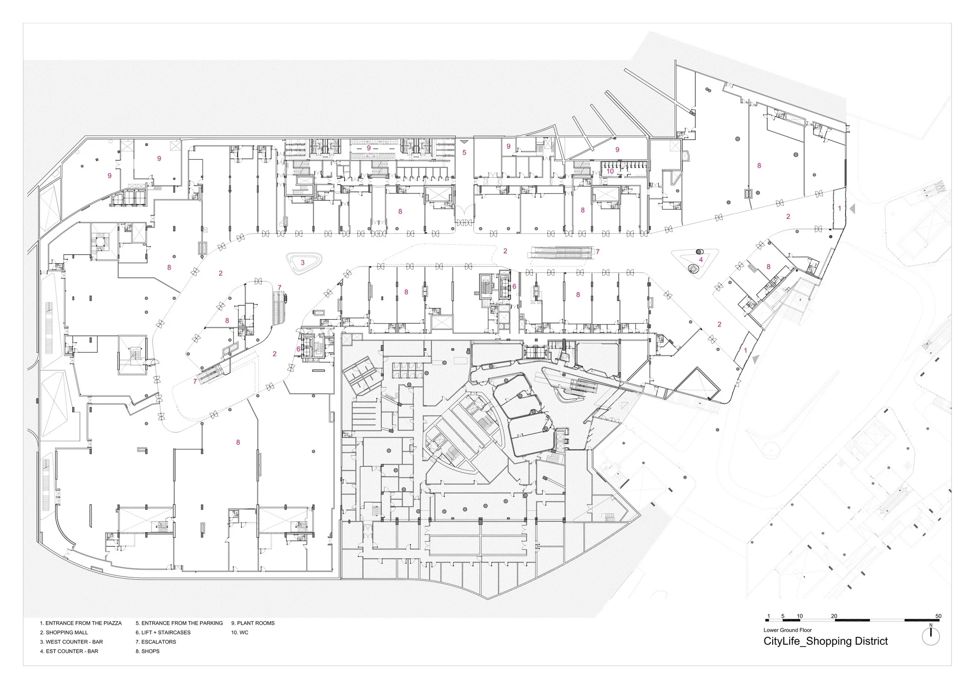پلان معماری منطقه خرید CityLife در میلان