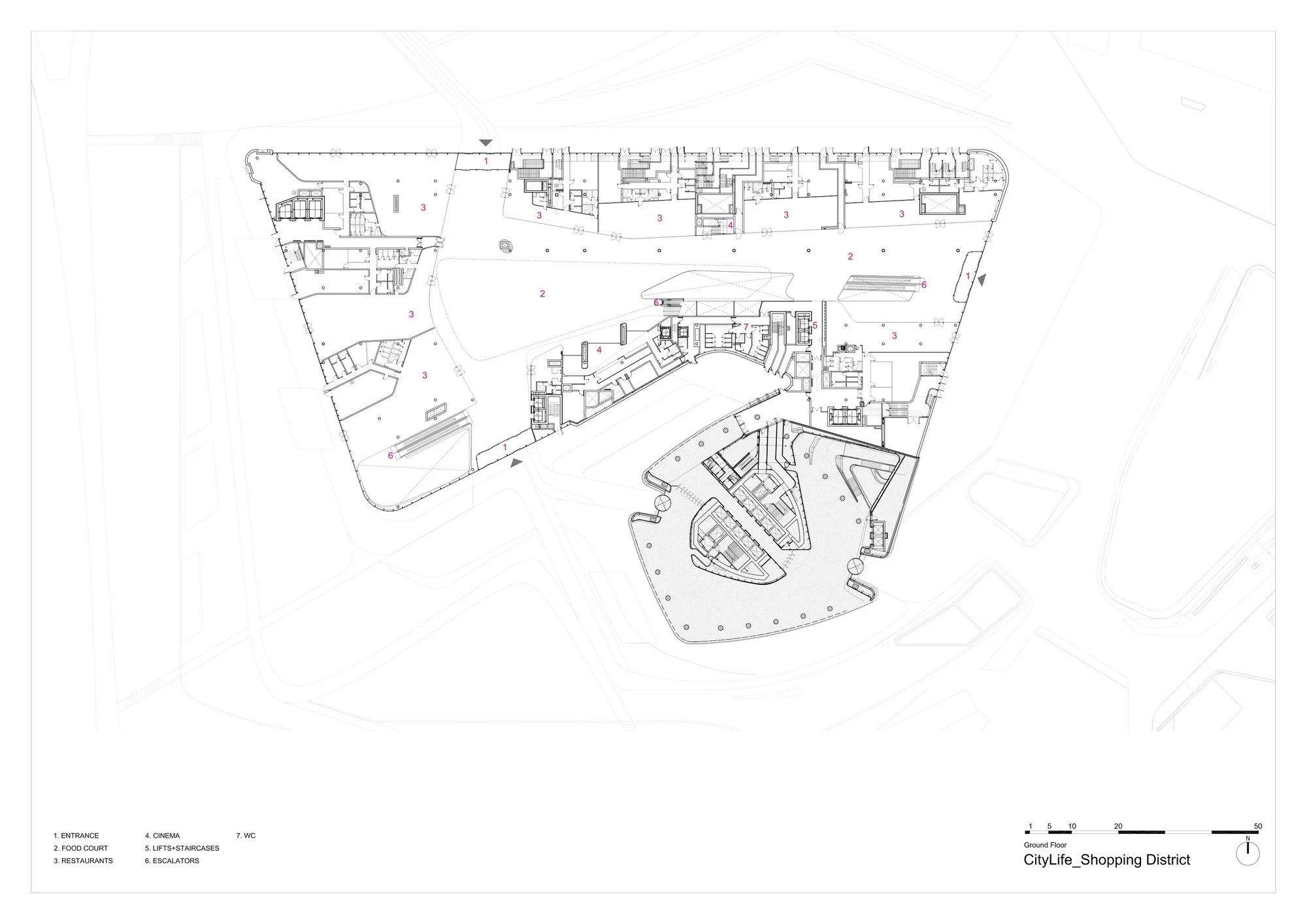 نمای خارجی منطقه خرید CityLife با طراحی جیانلوکا راکانا