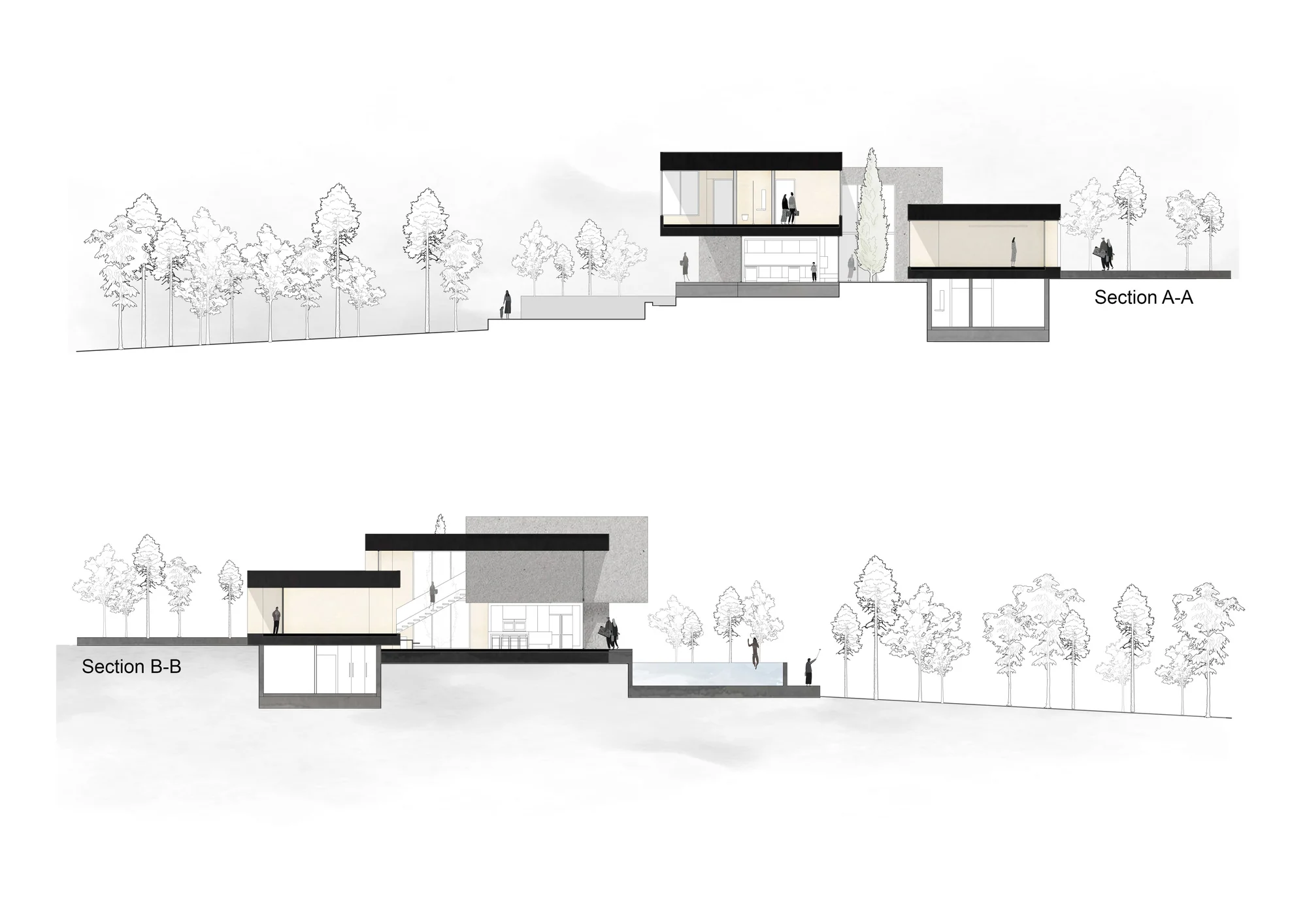 نمای بیرونی ویلا باغ شهر با معماری معاصر