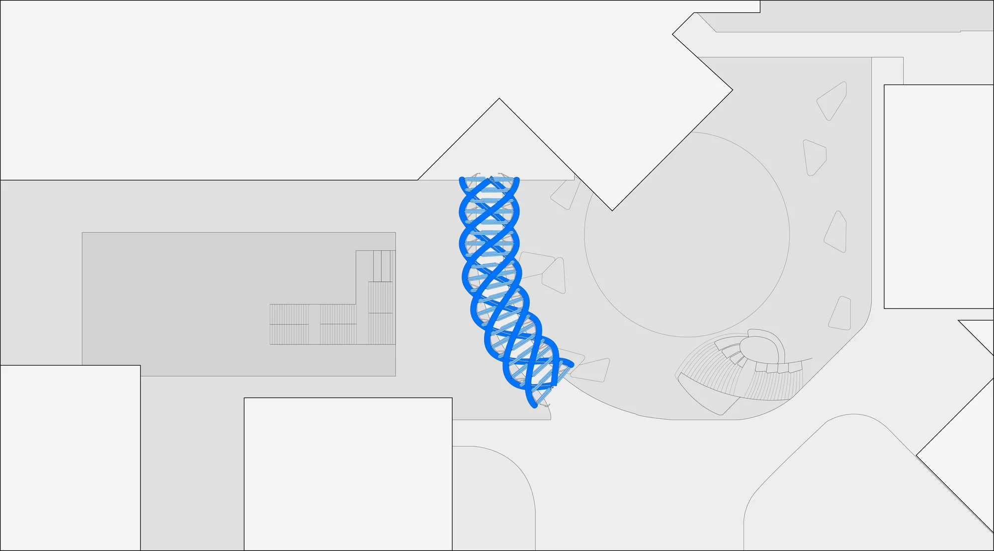 طراحی داخلی پل غشایی چرخشی آبی با فضاهای باز