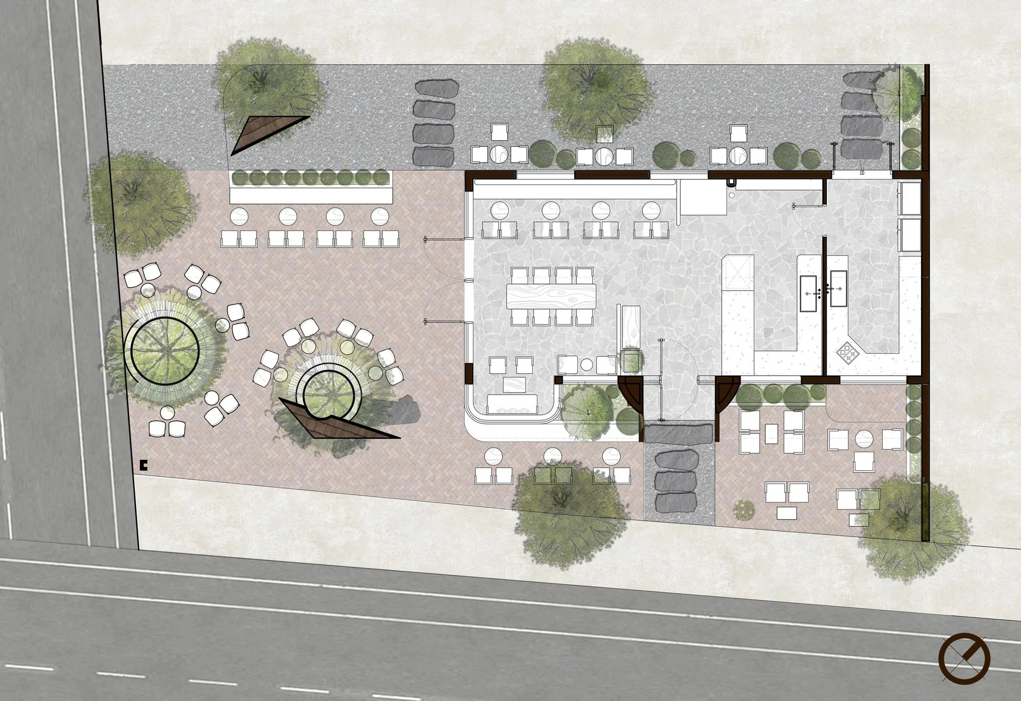 نمای بیرونی کافه ۱۹۹۹ اس با متریال فلزی