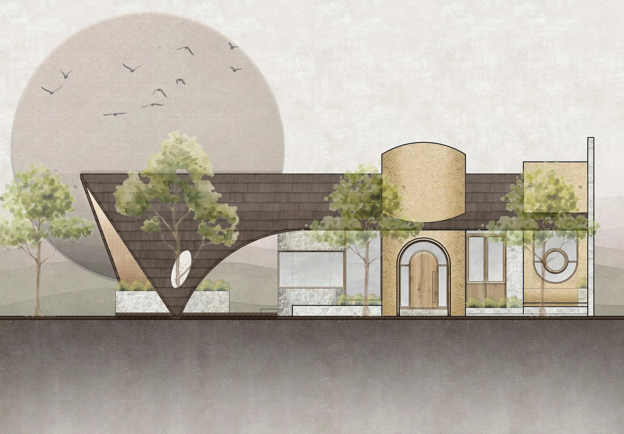 نمای خارجی کافه ۱۹۹۹ اس با فرم صنعتی